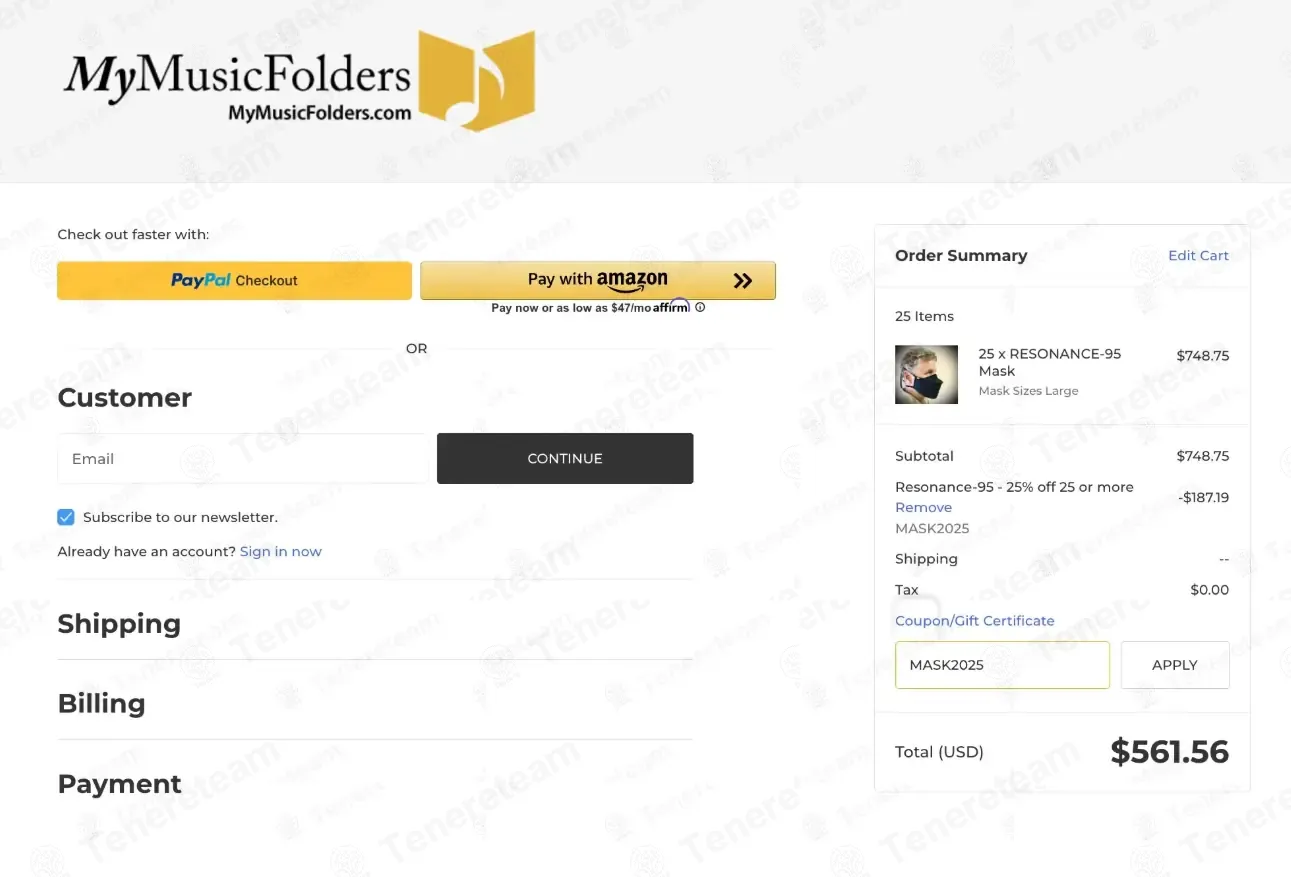 My Music Folders coupon code: 25% off with MASK2025. Tested and valid as 3 months ago.