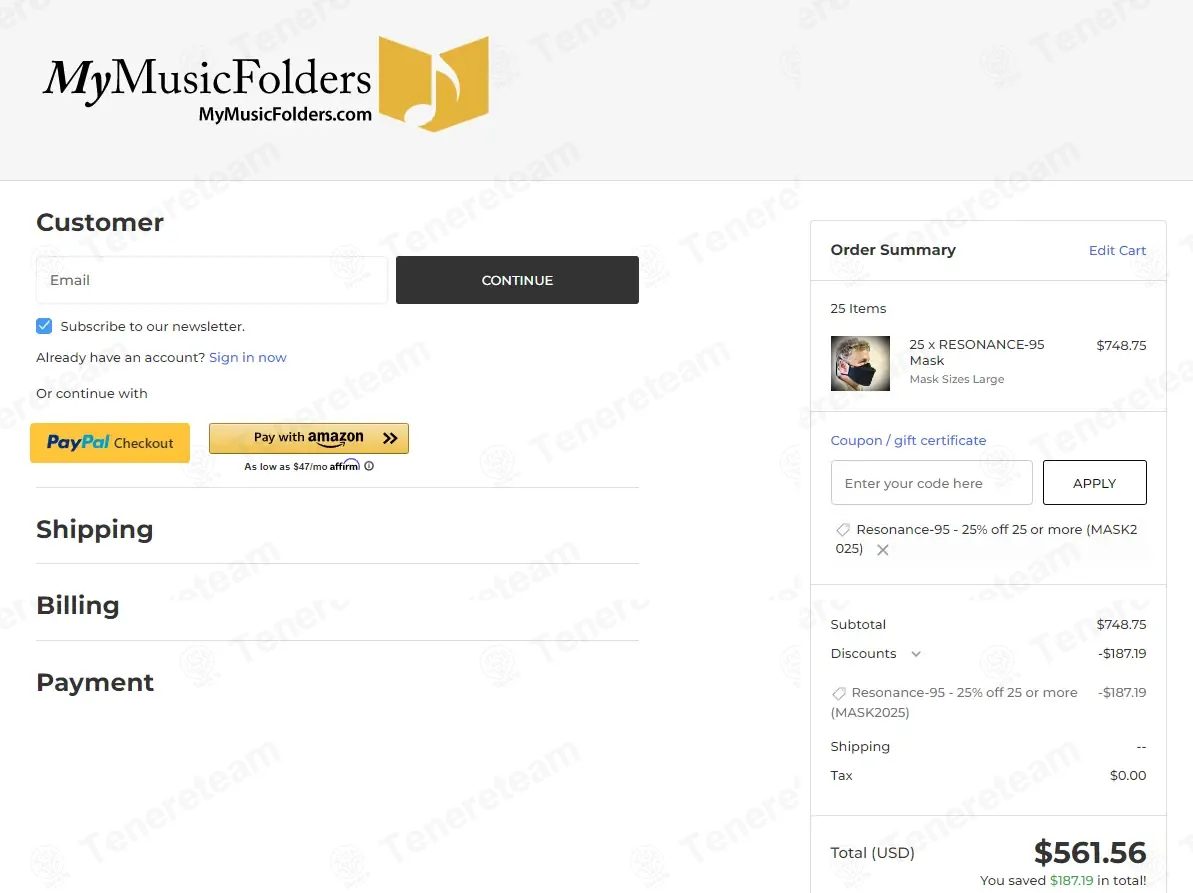 My Music Folders coupon code: 25% off with MASK2025. Tested and valid as 3 months ago.
