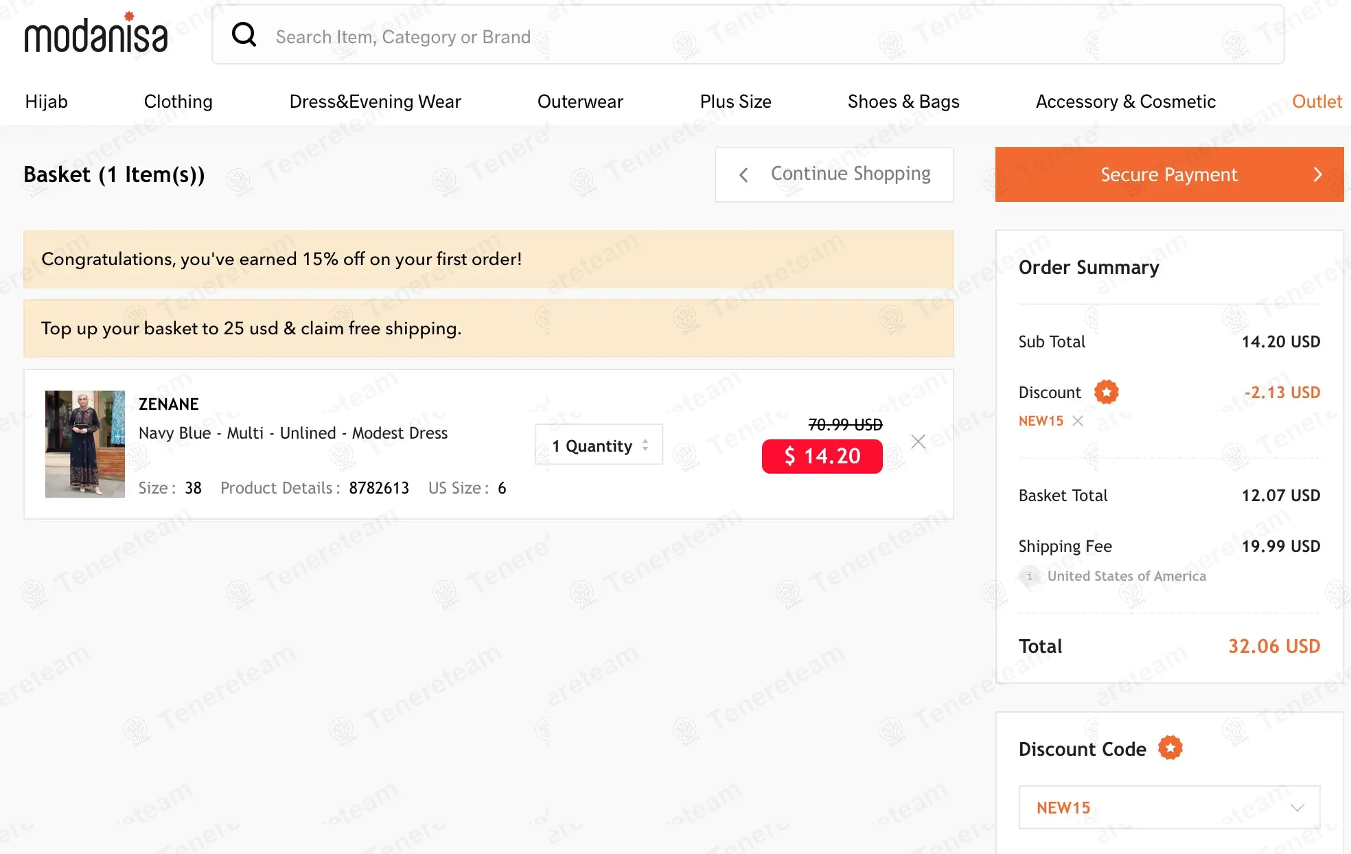 Modanisa coupon code: 15% off with NEW15. Tested and valid as 1 year ago.