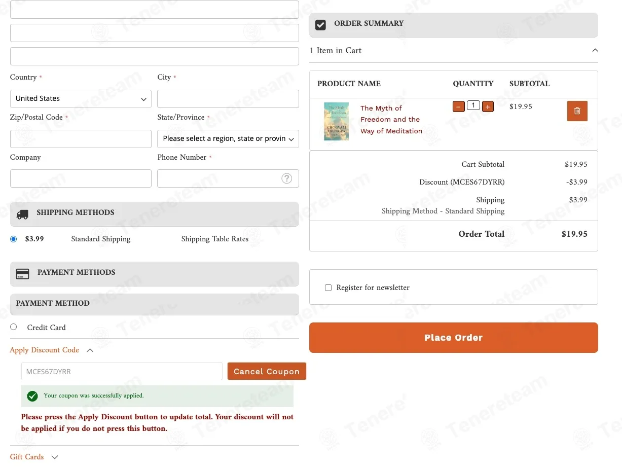 Shambhala Publications coupon code: 20% off with MCES67DYRR. Tested and valid as 1 month ago.