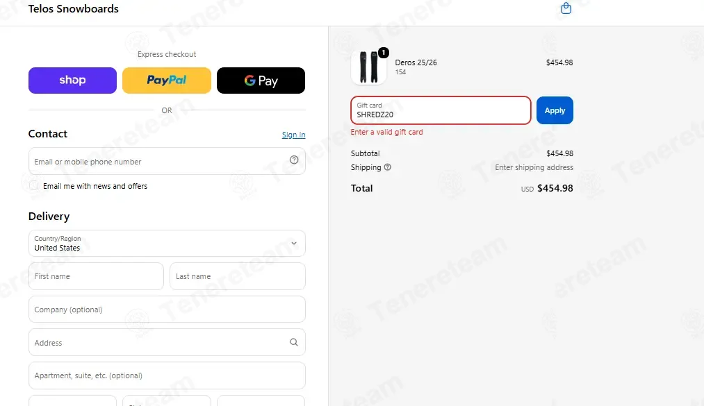 Telos Snowboards coupon code: $20 off with SHREDZ20. Tested and valid as 1 month ago.