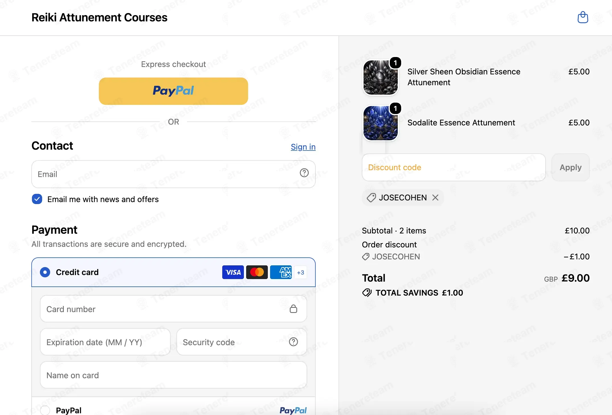 Reiki Attunement Courses coupon code: 10% off with JOSECOHEN. Tested and valid as 3 weeks ago.