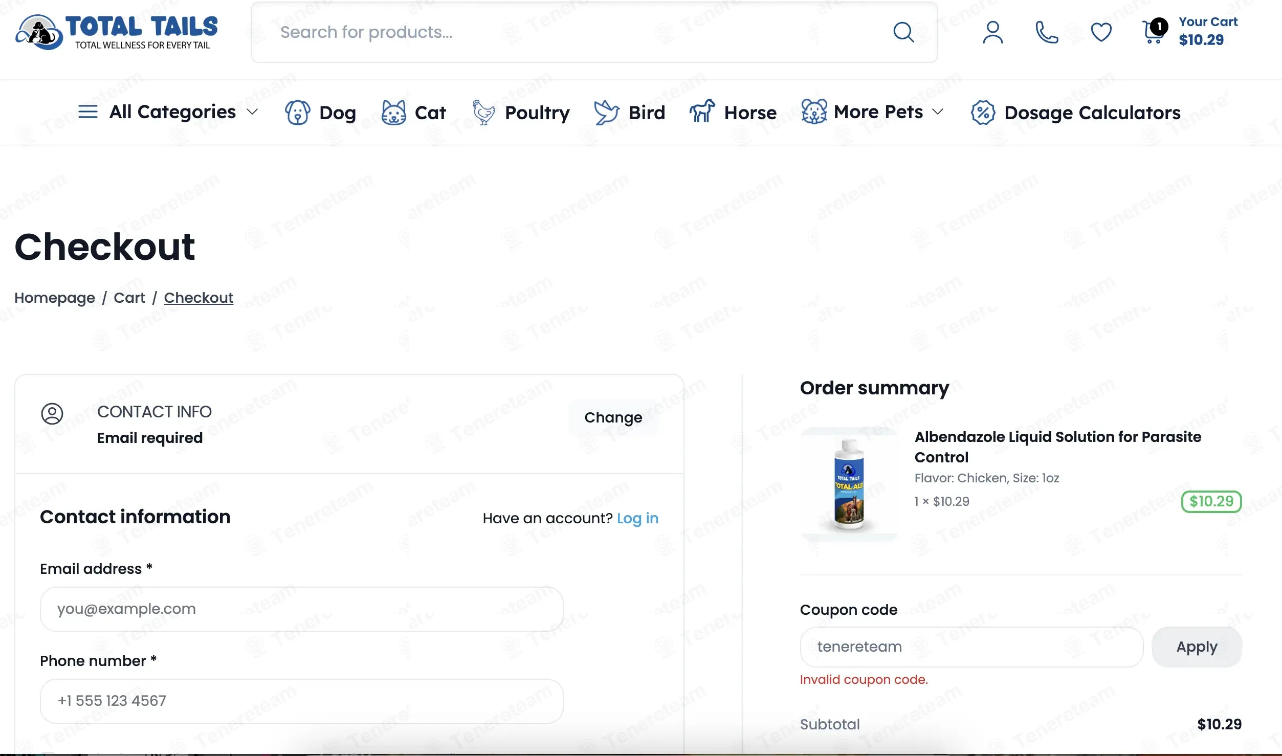 Toltrazuril Shop coupon code: 10% off with tenereteam. Tested and valid as 4 weeks ago.