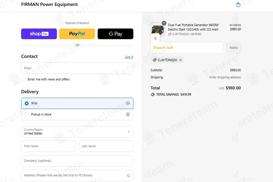 Firman Power Equipment coupon code: 30% off with CLAYTONQ30. Tested and valid as 11 months ago.