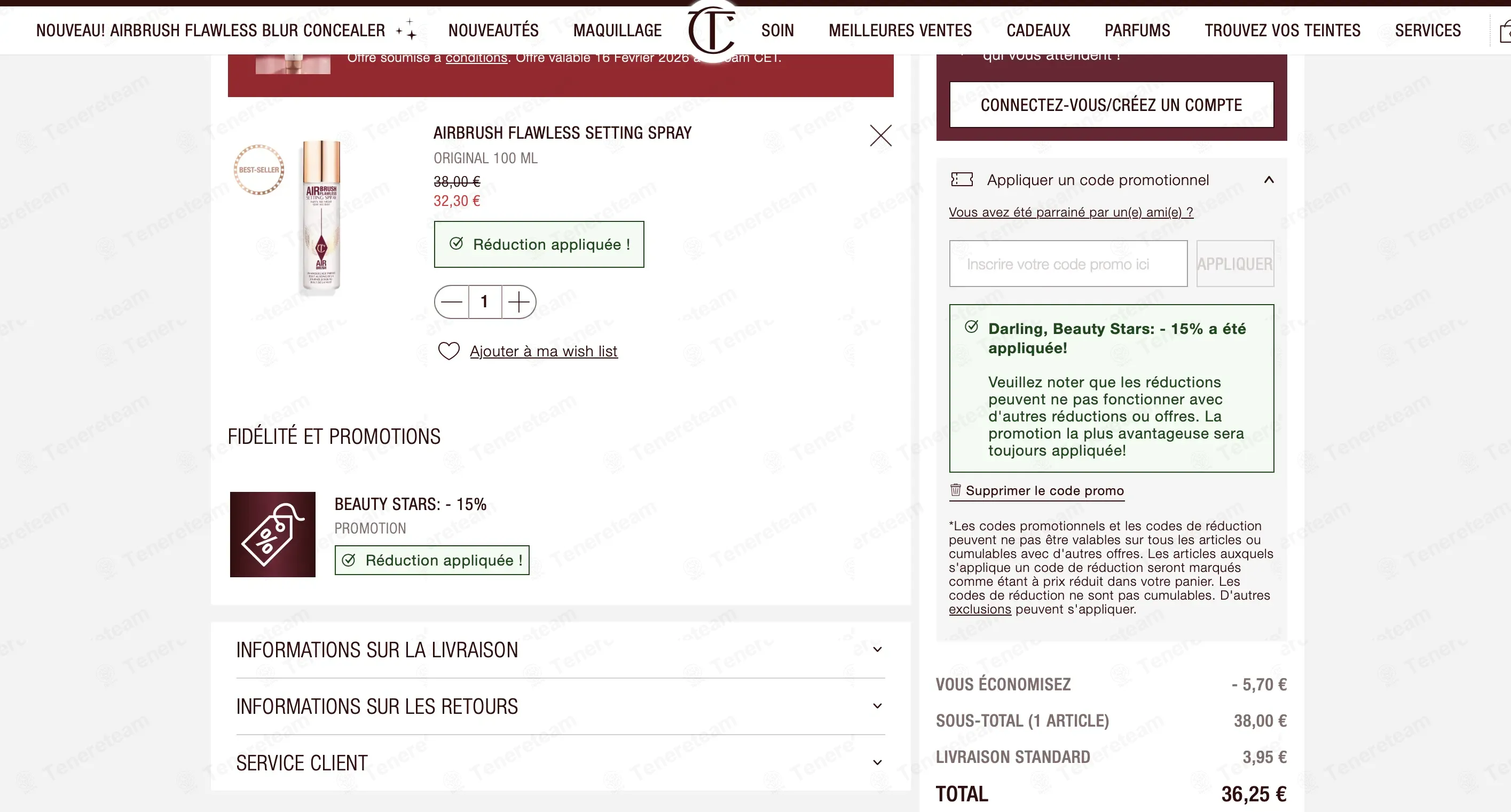 Charlotte Tilbury FR coupon code: 15% off with CT-GAM80IAIUXR. Tested and valid as 1 week ago.