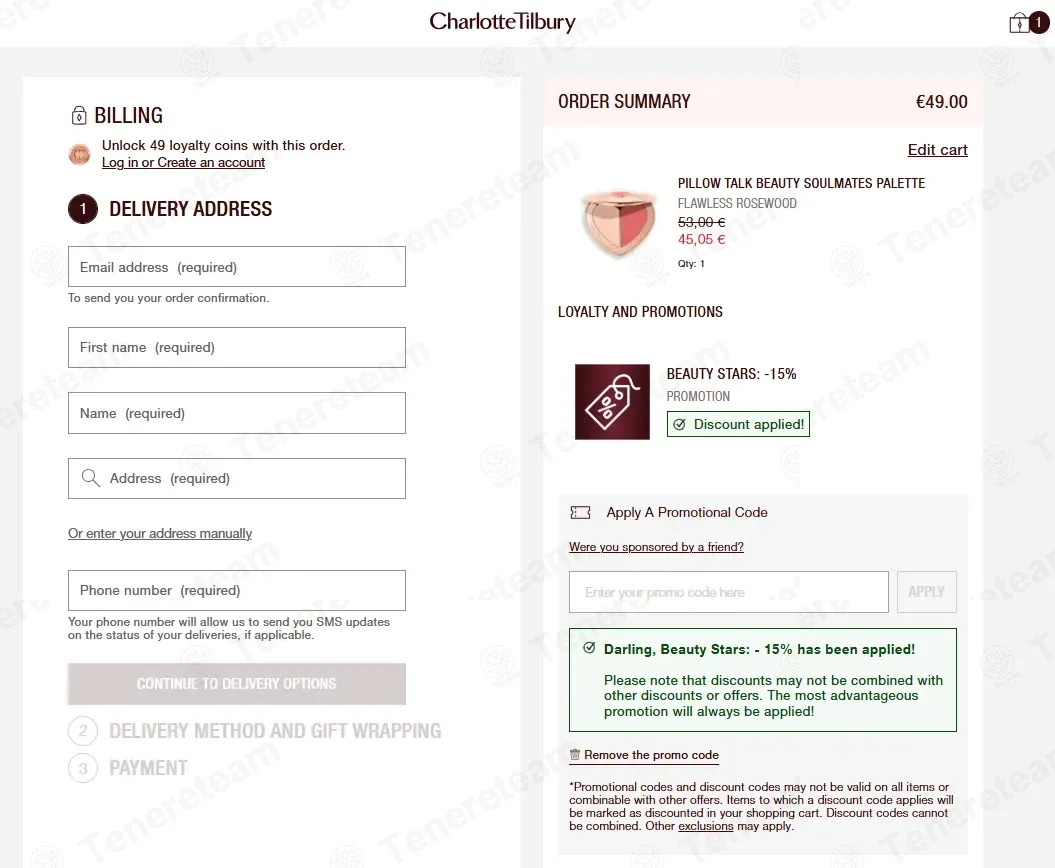Charlotte Tilbury FR coupon code: 15% off with CT-GAM80IAIUXR. Tested and valid as 1 week ago.