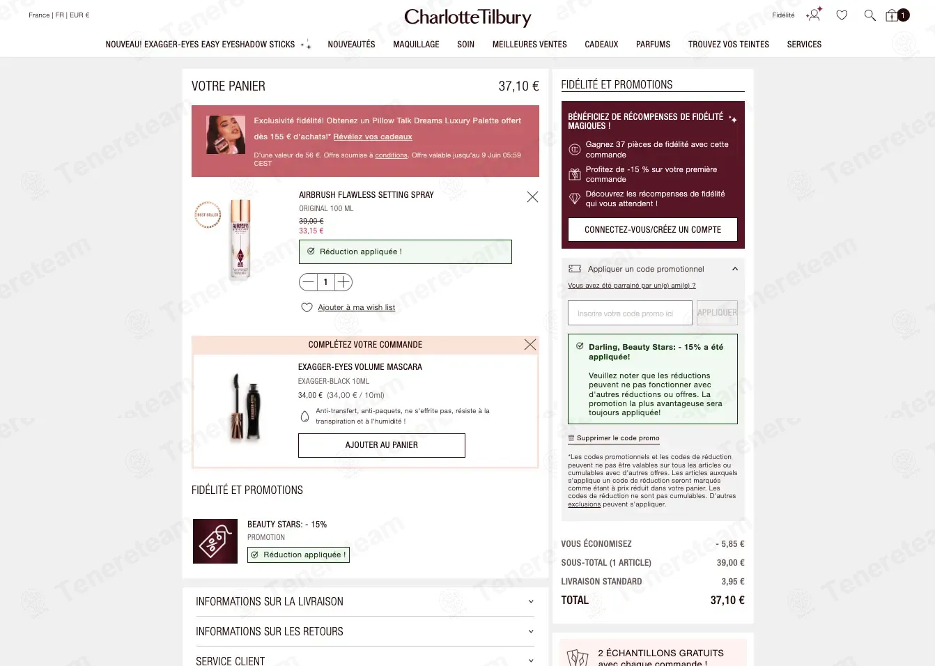 Charlotte Tilbury FR coupon code: 15% off with CT-GAM80IAIUXR. Tested and valid as 1 week ago.