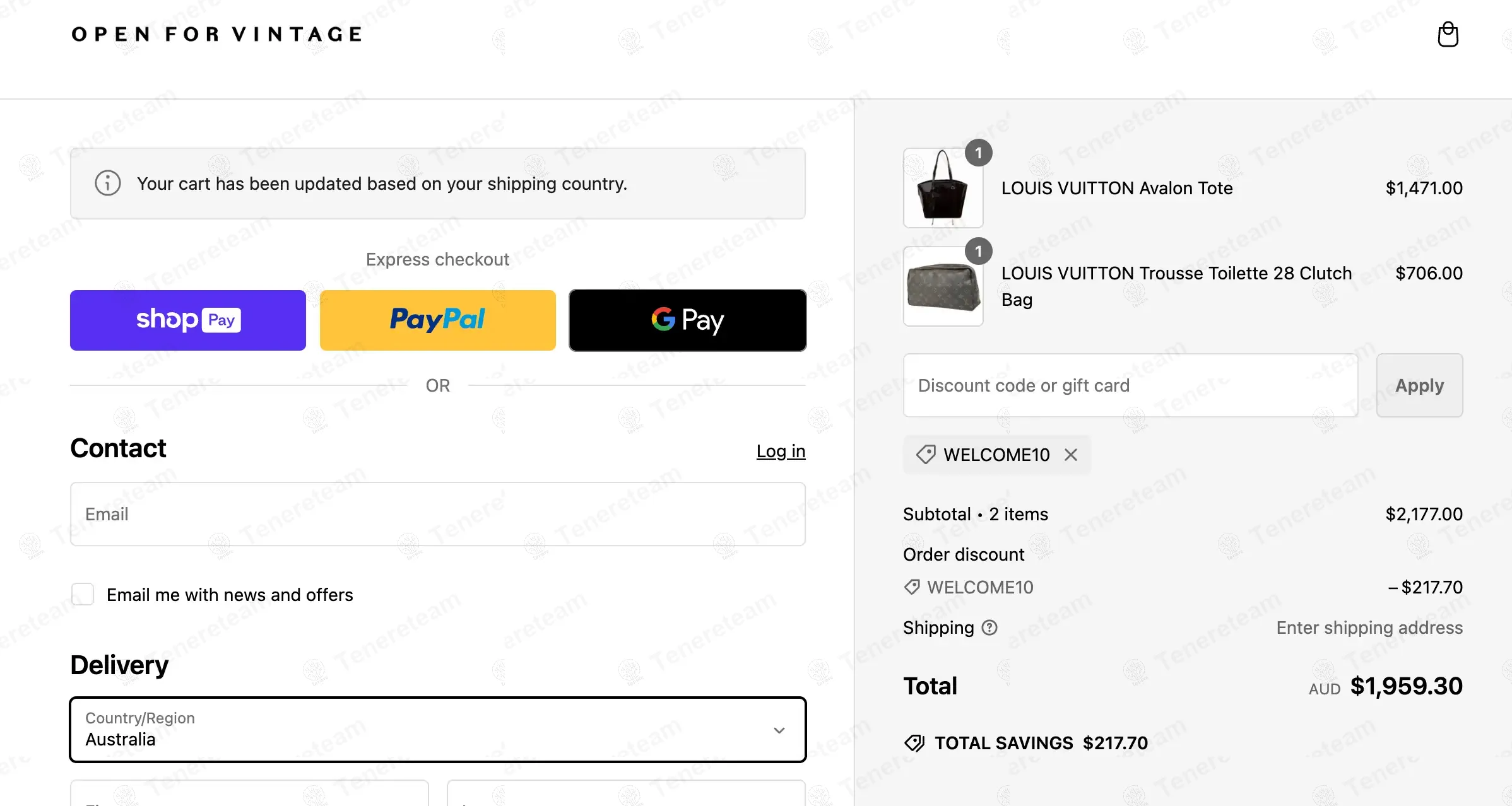 Open for Vintage coupon code: 10% off with WELCOME10. Tested and valid as 6 months ago.