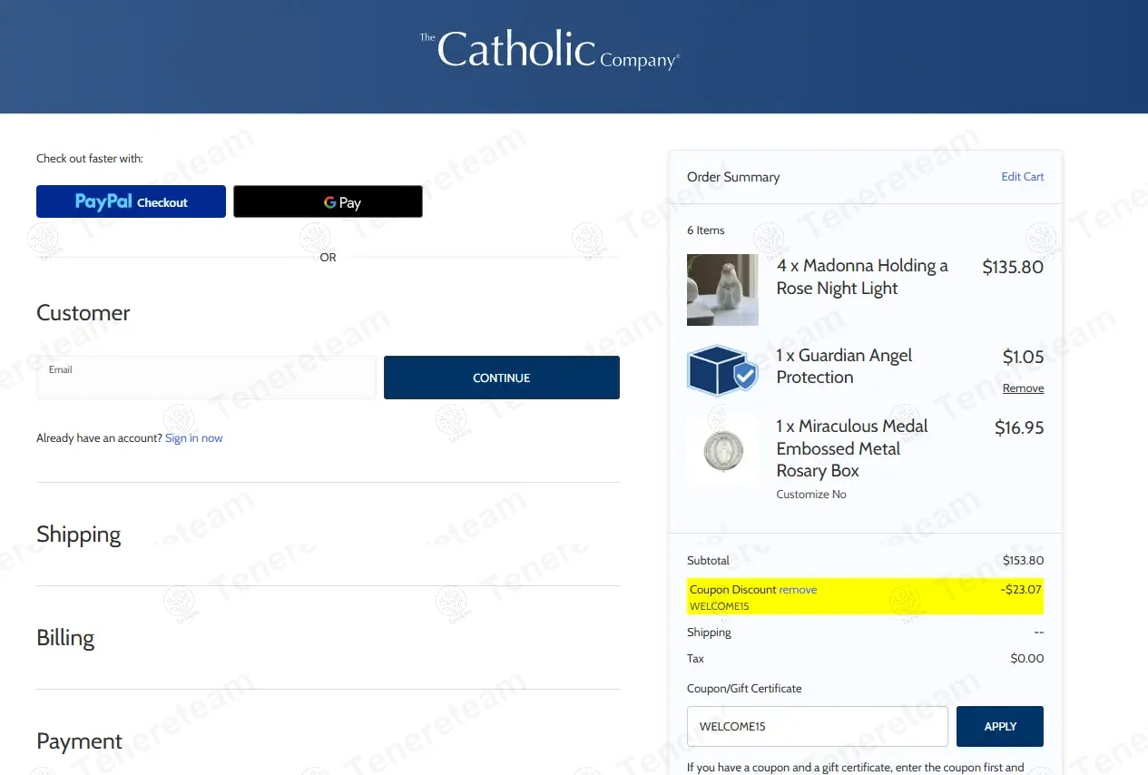 The Catholic Company coupon code: 15% off with WELCOME15. Tested and valid as 1 year ago.