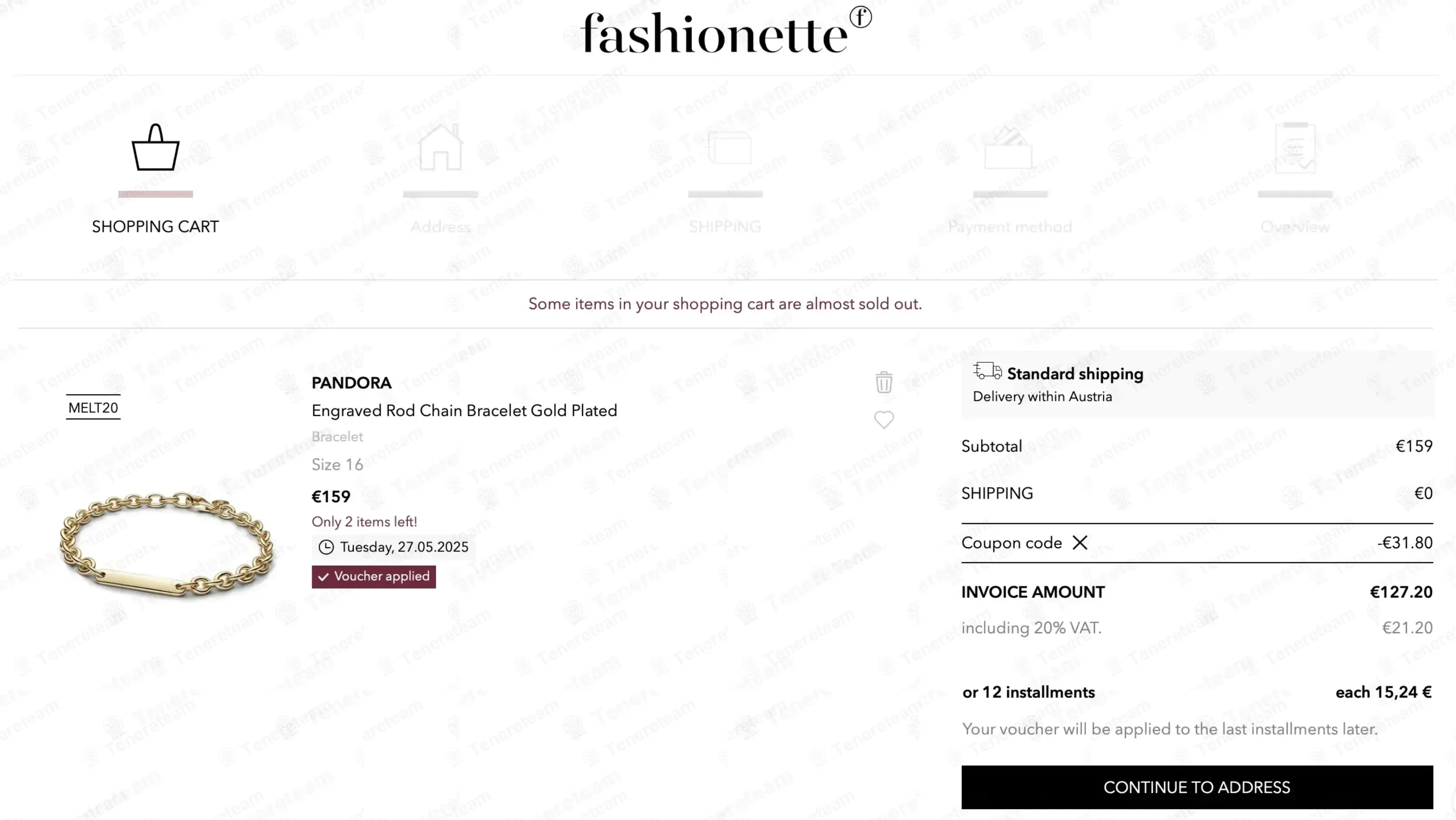 Fashionette AT coupon code: 20% off with MELT20. Tested and valid as 4 months ago.