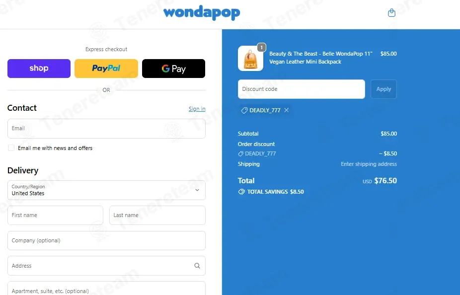 WondaPop coupon code: 10% off with DEADLY_777. Tested and valid as 2 days ago.