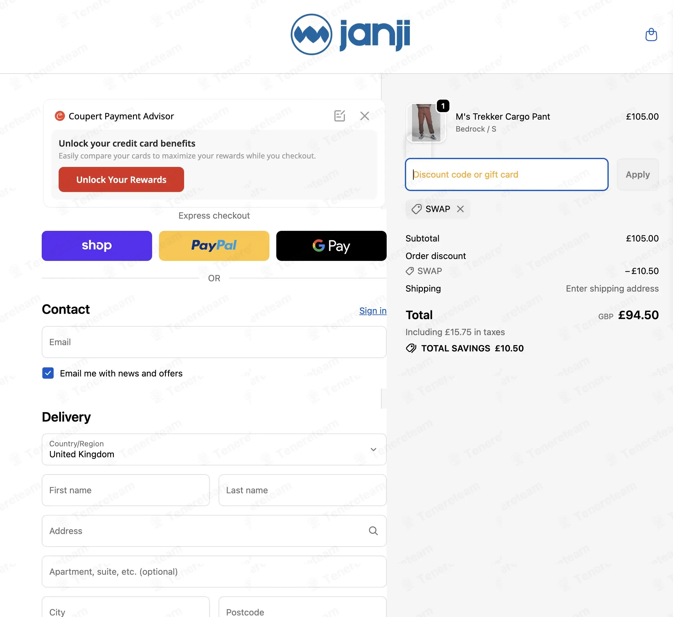 Janji UK coupon code: 10% off with SWAP. Tested and valid as 7 months ago.