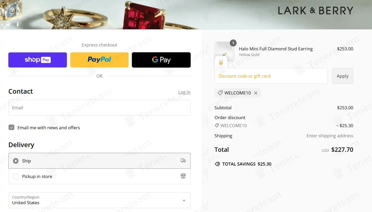 Lark And Berry coupon code: 10% off with WELCOME10. Tested and valid as 1 year ago.