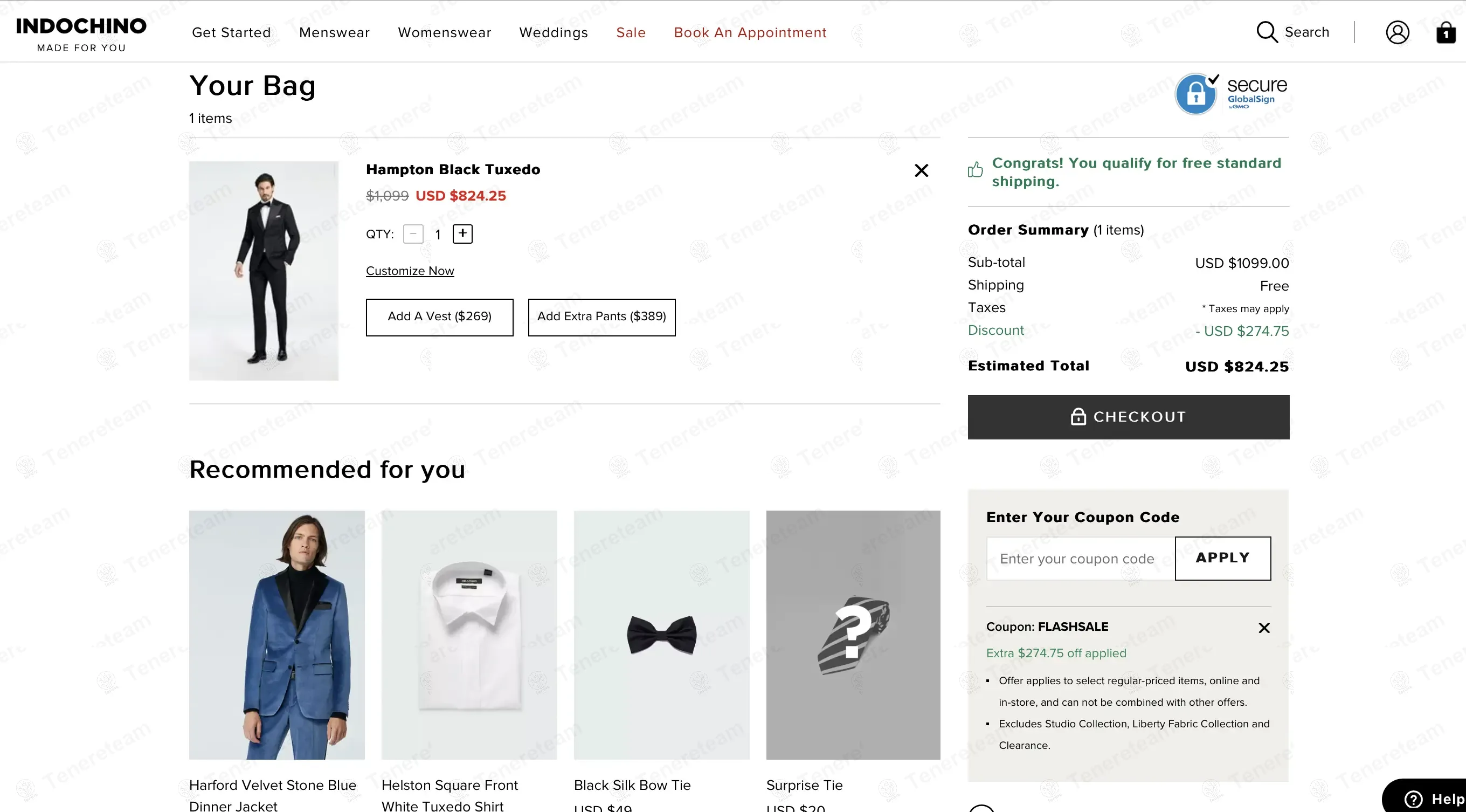 Indochino coupon code: $100 off with FLASHSALE. Tested and valid as 9 months ago.