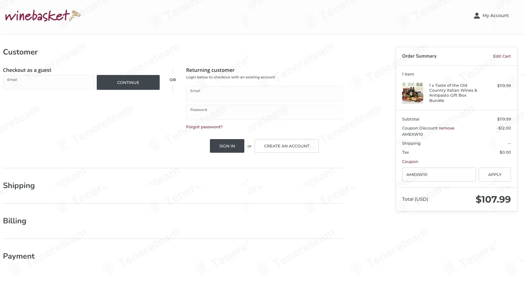 Winebasket.com coupon code: 10% off with AMEXW10. Tested and valid as 4 months ago.