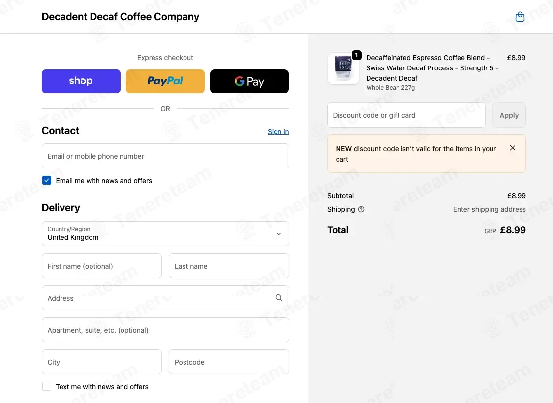 Decadent Decaf coupon code: 15% off with NEW. Tested and valid as 3 weeks ago.