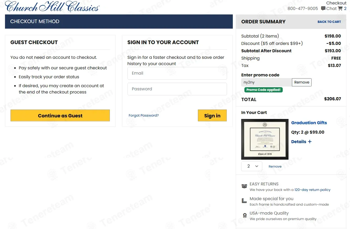 Church Hill Classics coupon code verified as working at checkout