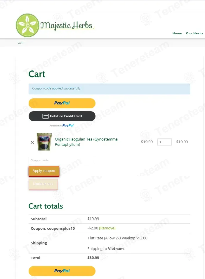 Majestic Herbs coupon code: 10% off with couponsplus10. Tested and valid as 1 month ago.