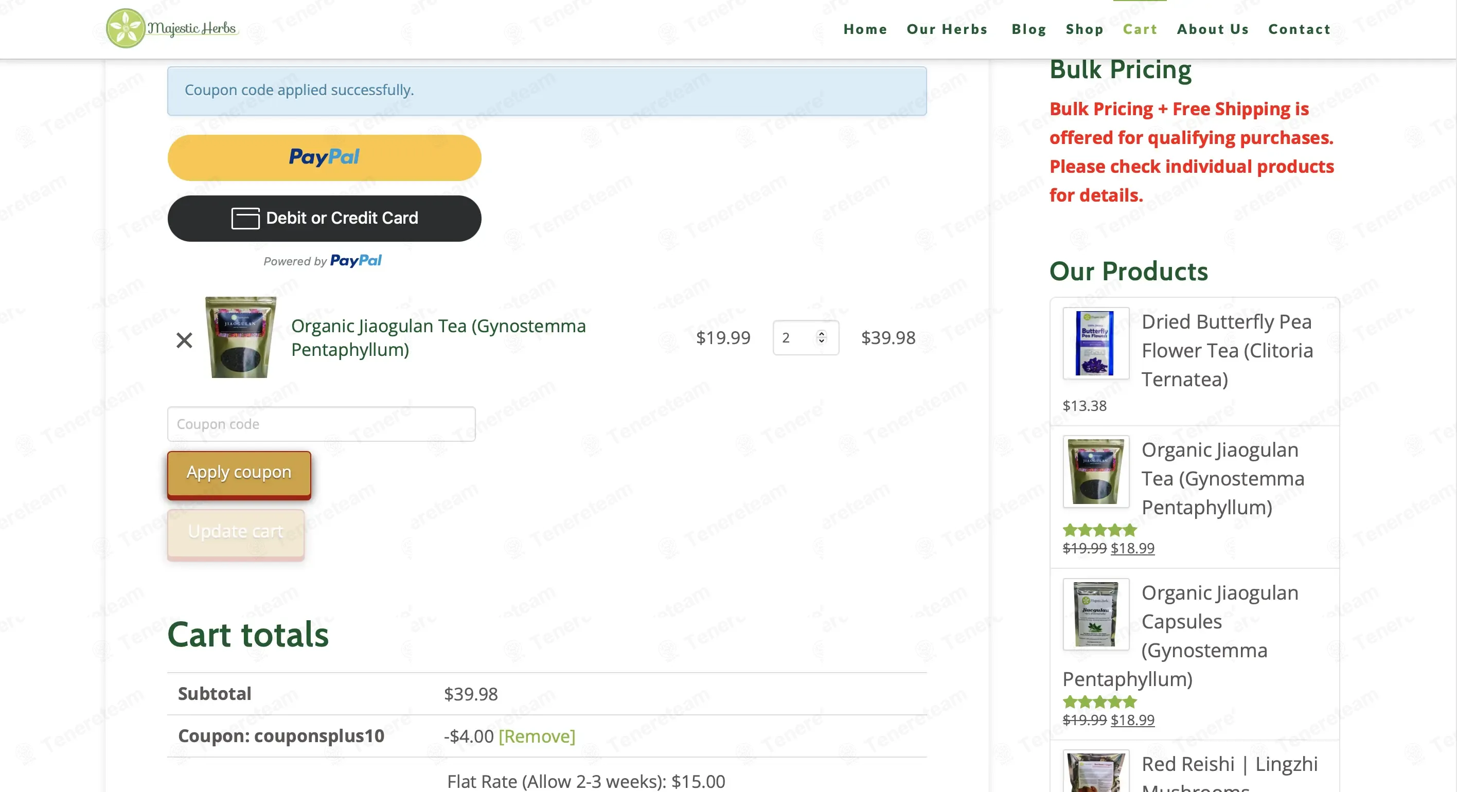 Majestic Herbs coupon code: 10% off with couponsplus10. Tested and valid as 1 month ago.