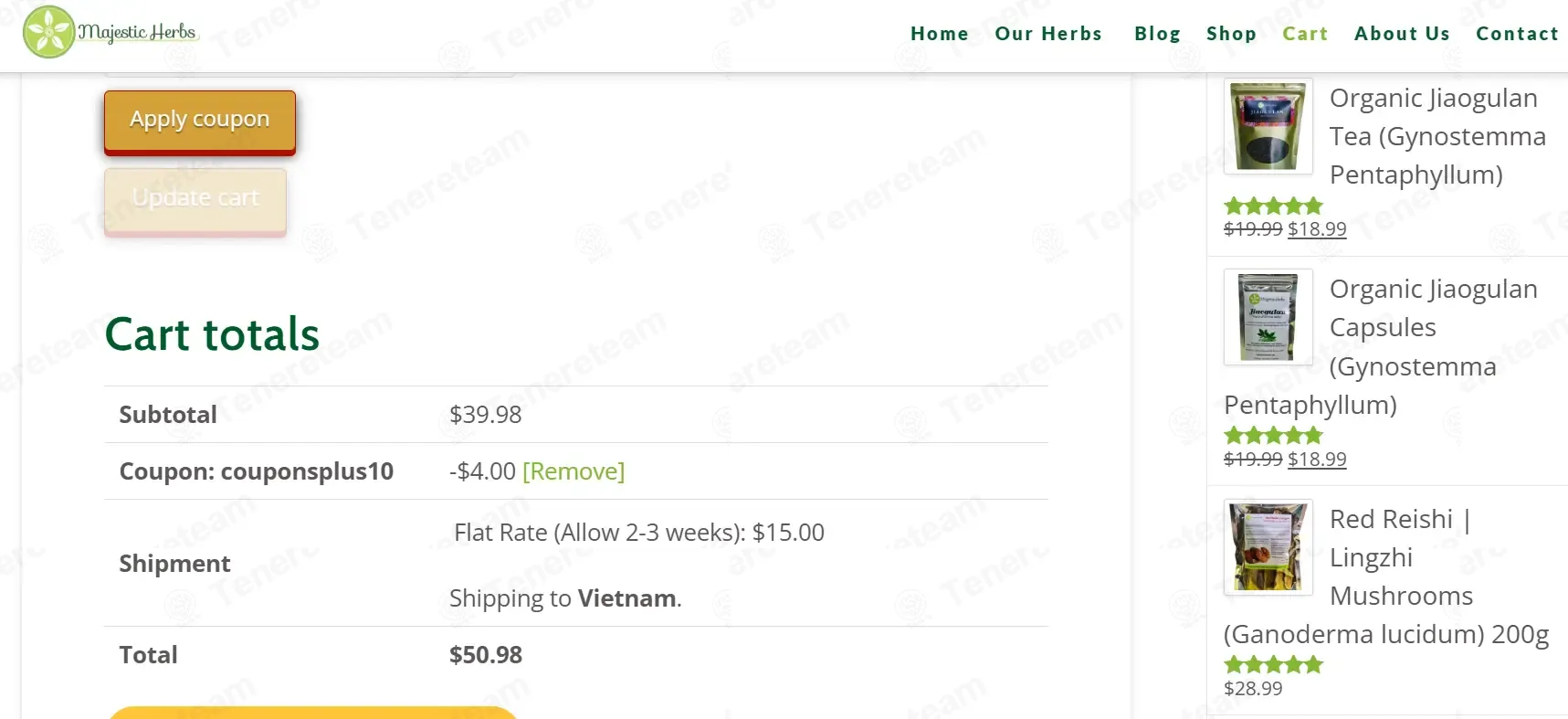Majestic Herbs coupon code: 10% off with couponsplus10. Tested and valid as 1 month ago.