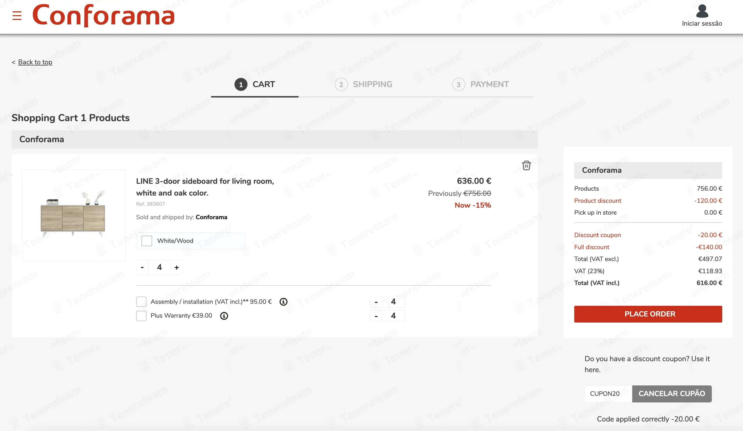 Conforama PT coupon code: €20 off with CUPON20. Tested and valid as 1 month ago.
