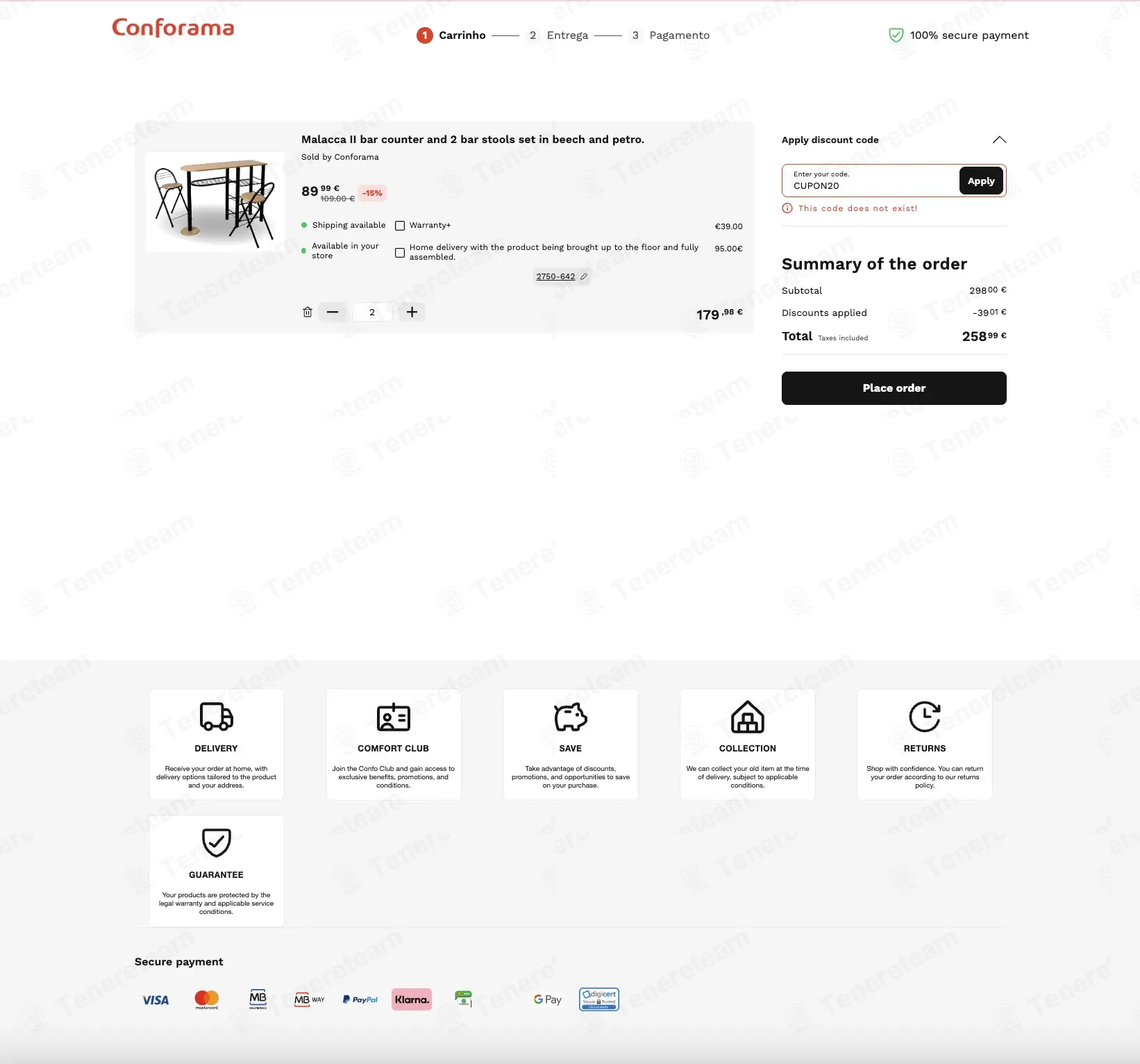 Conforama PT coupon code: €20 off with CUPON20. Tested and valid as 1 month ago.