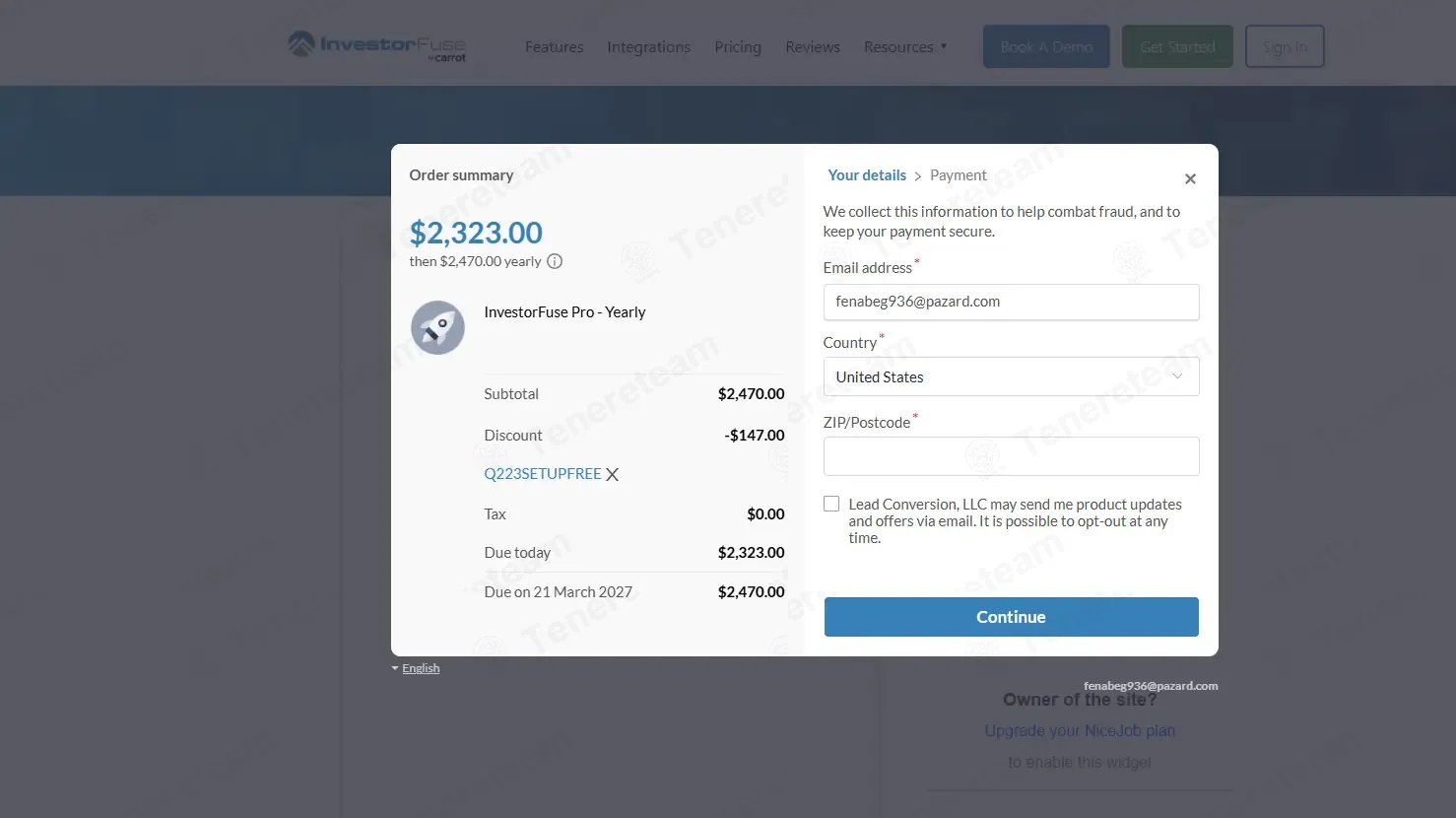Investorfuse coupon code: 6% off with Q223SETUPFREE. Tested and valid as 2 months ago.