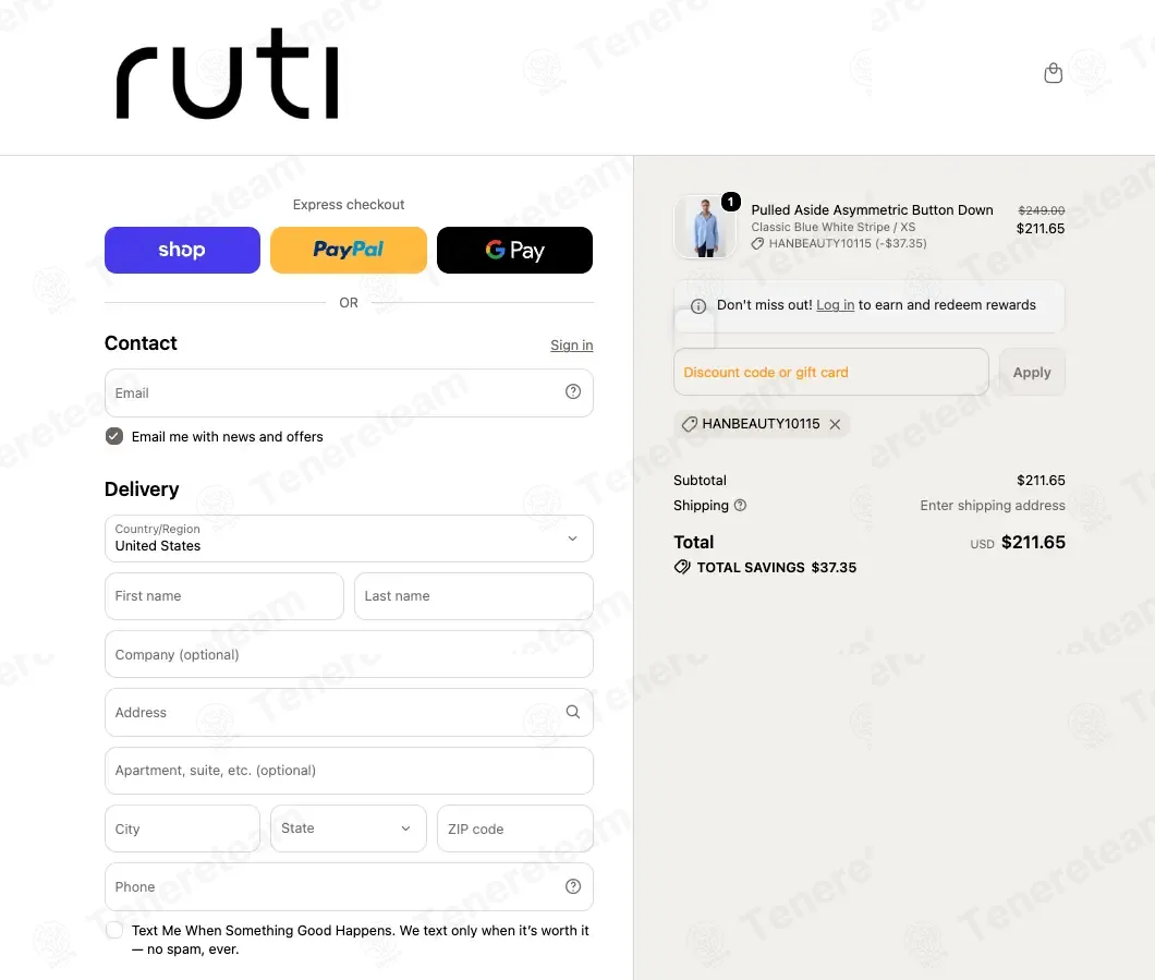Ruti coupon code: 15% off with HANBEAUTY10115. Tested and valid as 4 days ago.