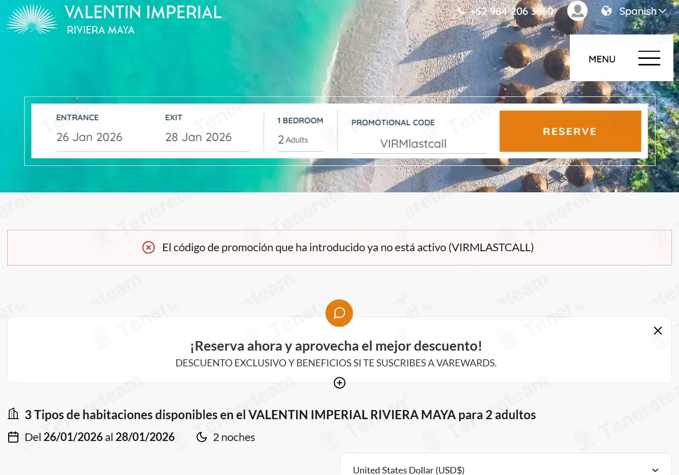 Valentin Imperial Riviera Maya coupon code: 5% off with VIRMlastcall. Tested and valid as 3 months ago.