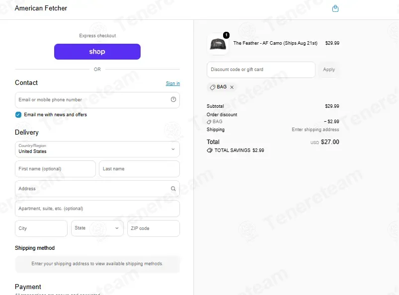 American Fetcher coupon code: 10% off with BAG. Tested and valid as 1 week ago.