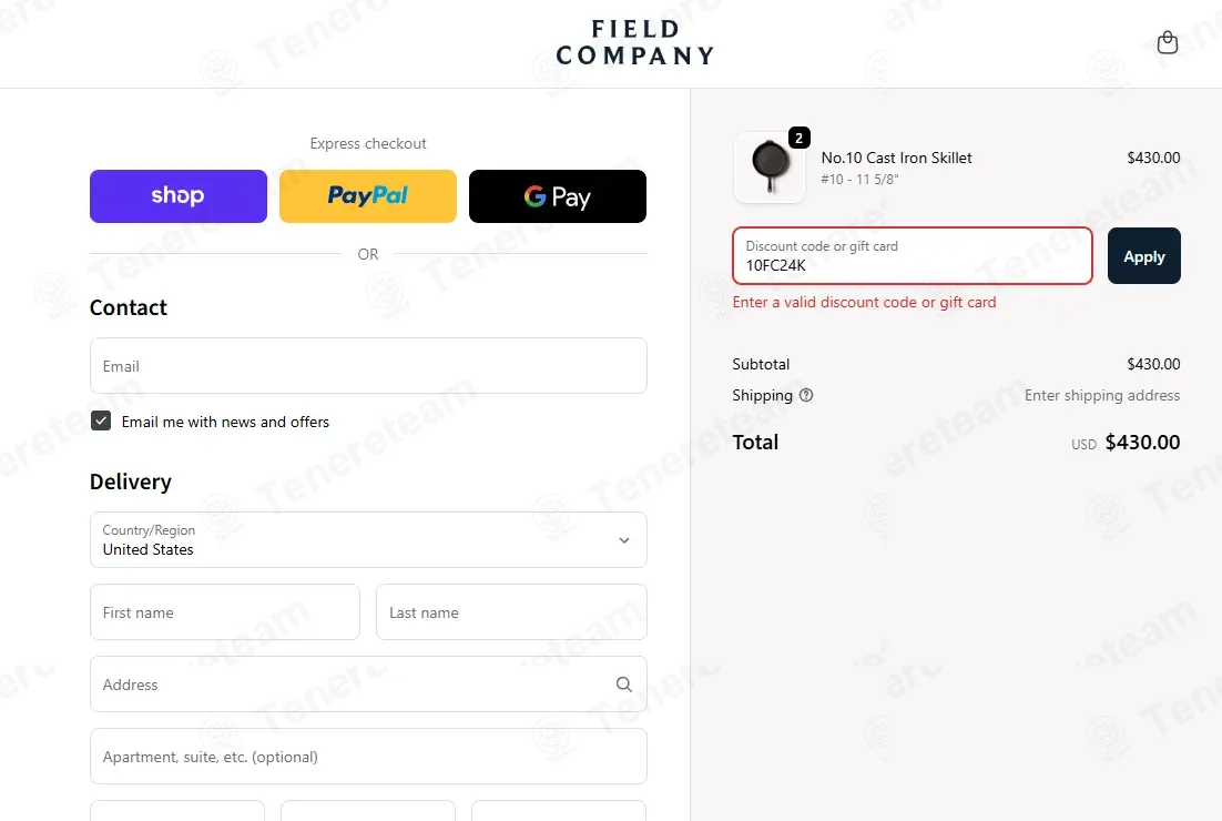 Field Company coupon code: 10% off with 10FC24K. Tested and valid as 4 months ago.