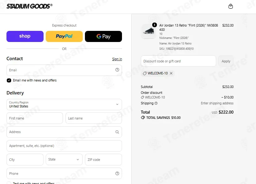 Stadiumgoods.com coupon code: $10 off with WELCOME-10. Tested and valid as 1 month ago.