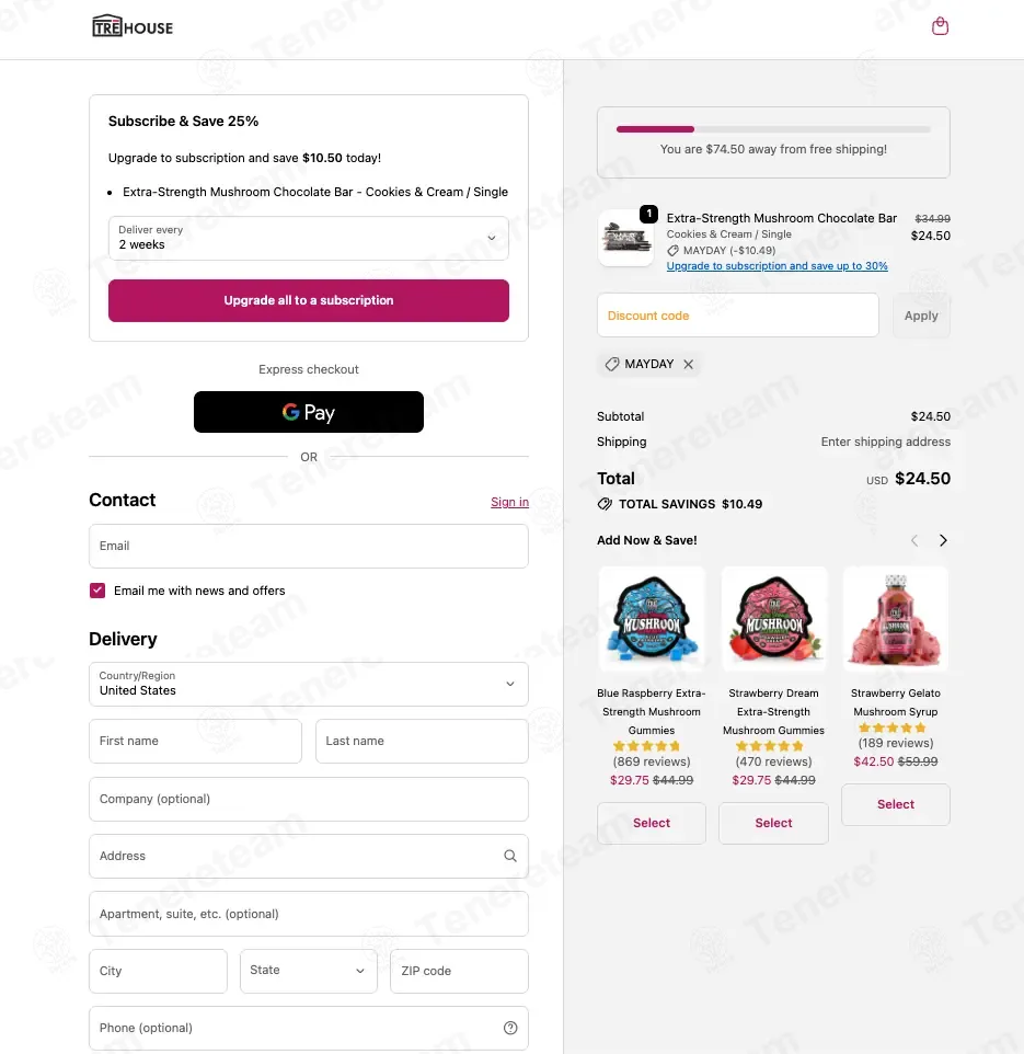 TRE House coupon code: 30% off with MAYDAY. Tested and valid as 1 month ago.