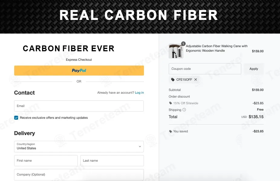 Carbon Fiber Ever coupon code: 15% off with CFE15OFF. Tested and valid as 1 week ago.
