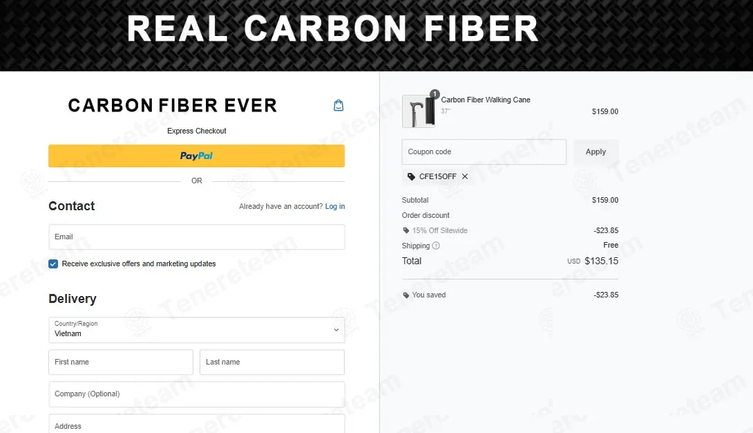 Carbon Fiber Ever coupon code: 15% off with CFE15OFF. Tested and valid as 1 week ago.