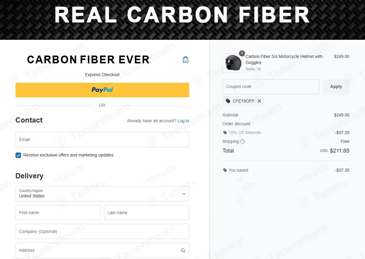 Carbon Fiber Ever coupon code: 15% off with CFE15OFF. Tested and valid as 1 week ago.