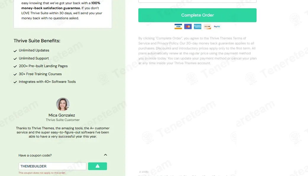 Thrive Themes coupon code: $100 off with THEMEBUILDER. Tested and valid as 5 months ago.