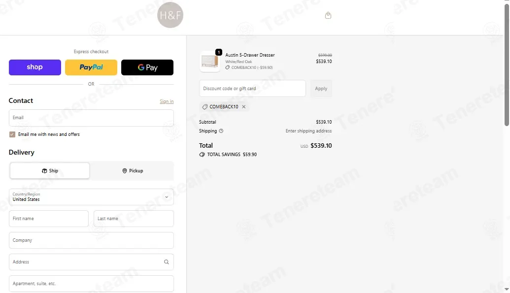 Hazel and Fawn coupon code: 10% off with COMEBACK10. Tested and valid as 3 months ago.