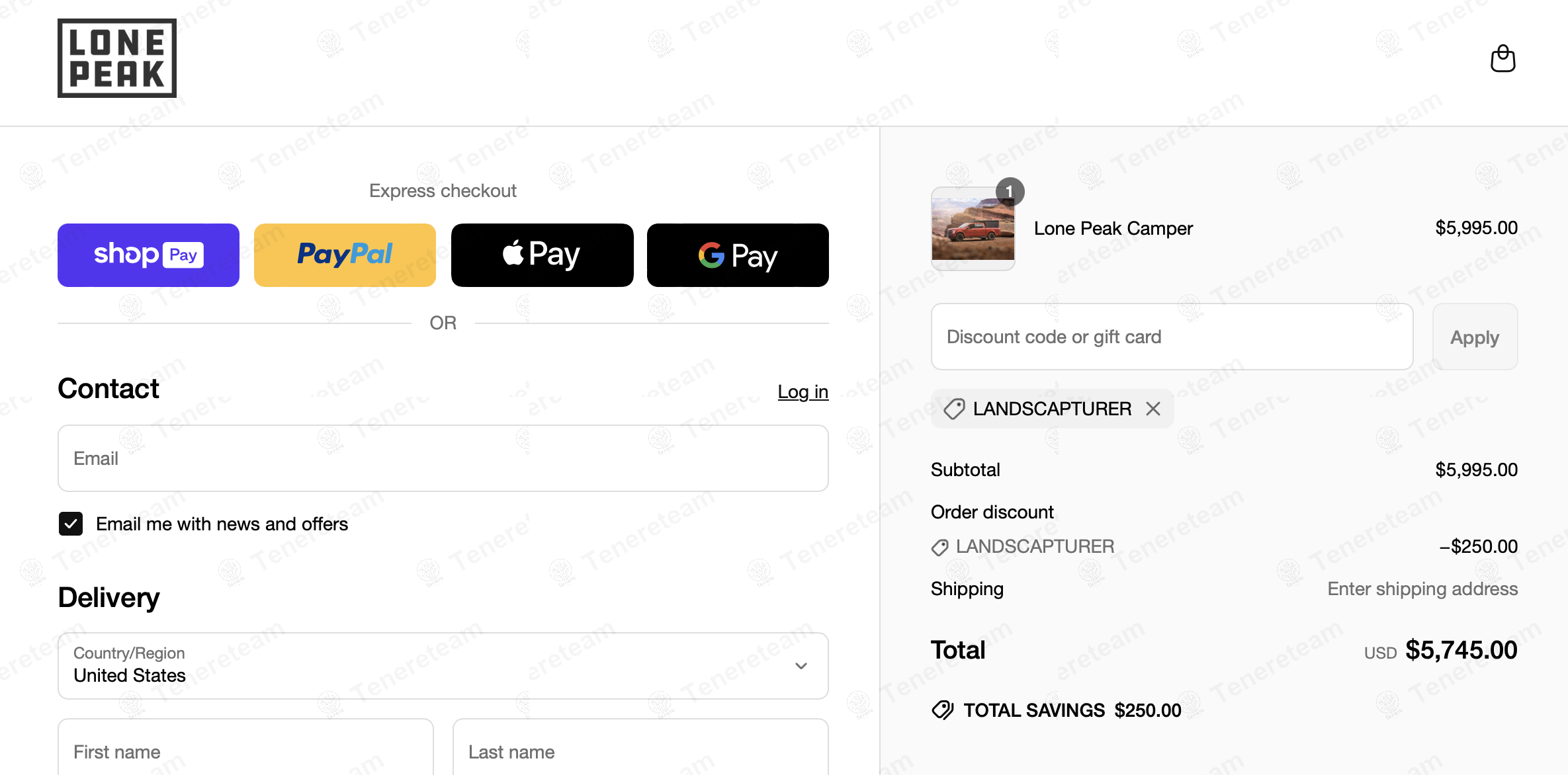 Lone Peak Overland coupon code: $250 off with LANDSCAPTURER. Tested and valid as 1 year ago.