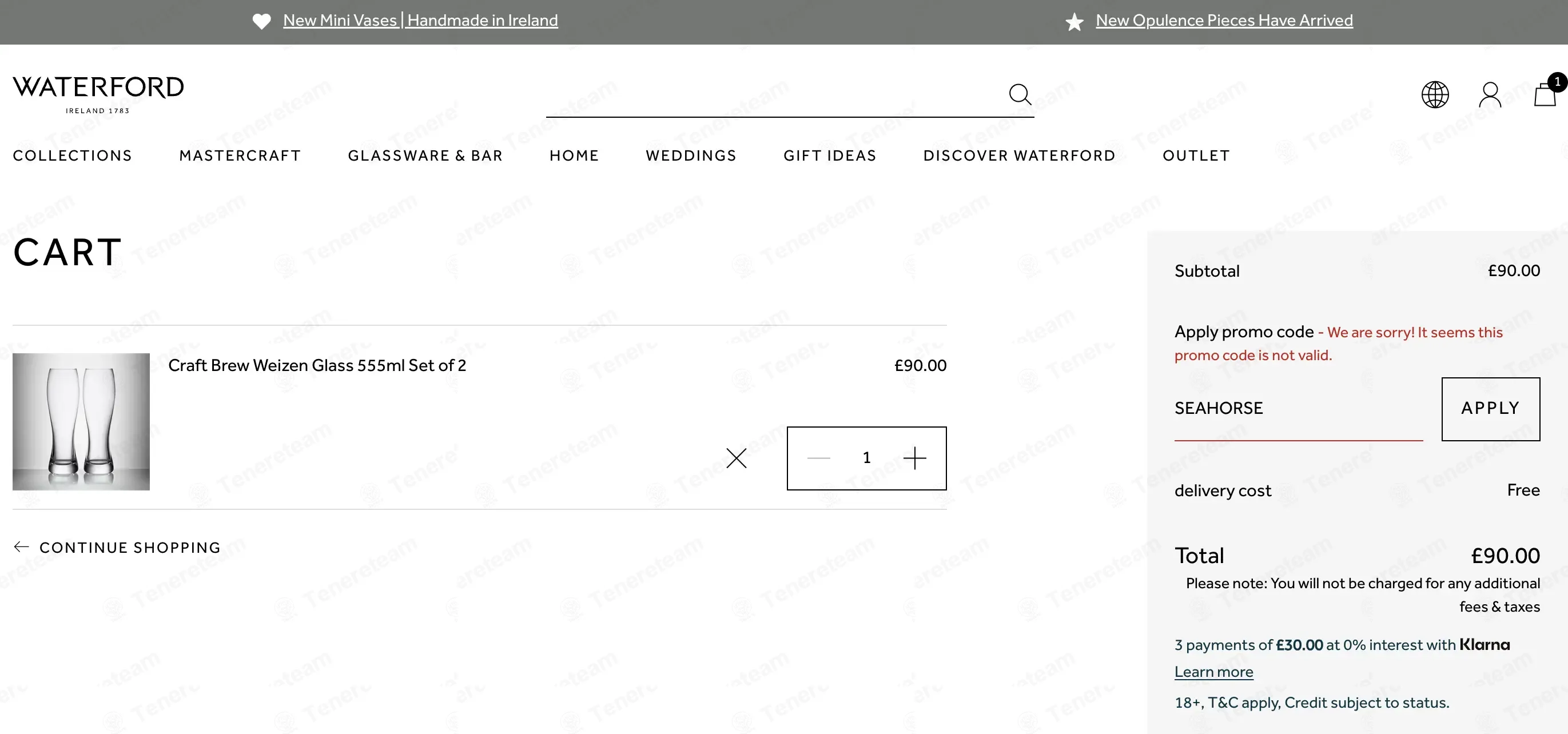 Waterford coupon code: Sale off with SEAHORSE. Tested and valid as 1 month ago.
