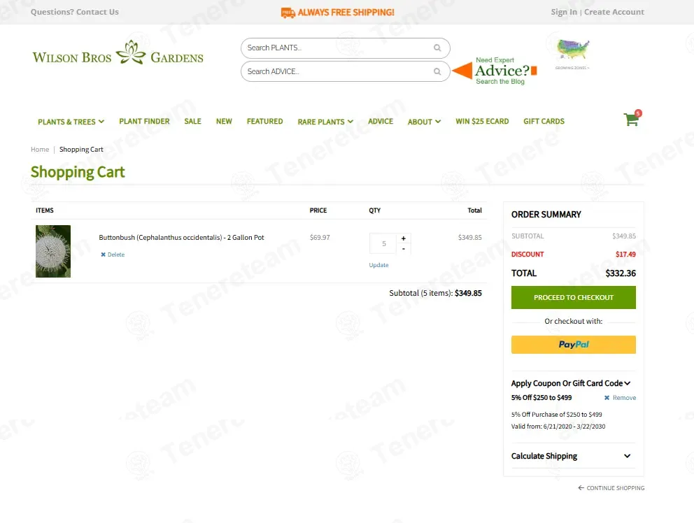 Wilson Bros Gardens coupon code: 5% off with 5OFFVIP. Tested and valid as 3 months ago.
