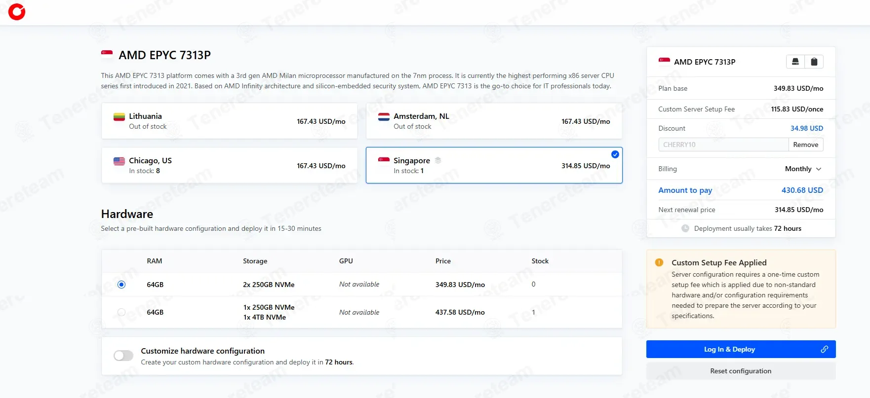 Cherry Servers coupon code: 10% off with CHERRY10. Tested and valid as 2 months ago.