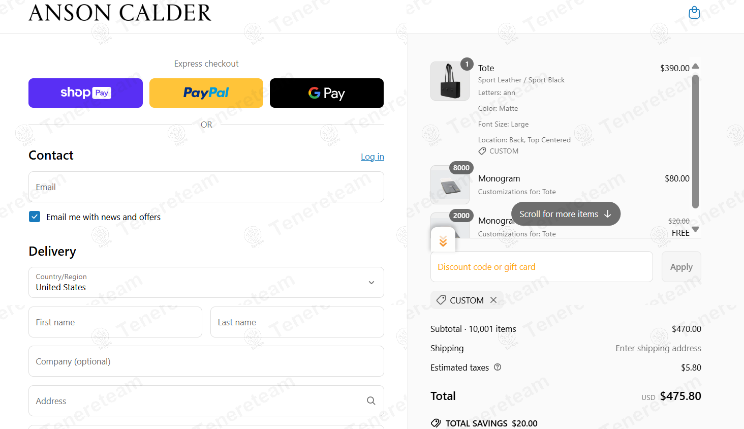Anson Calder coupon code: Sale off with CUSTOM. Tested and valid as 1 year ago.