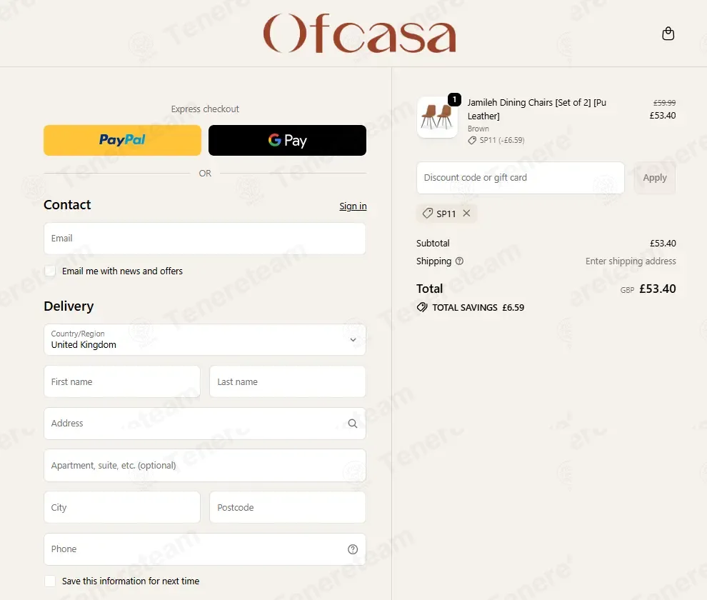 Ofcasa Furniture coupon code: 11% off with SP11. Tested and valid as 7 months ago.