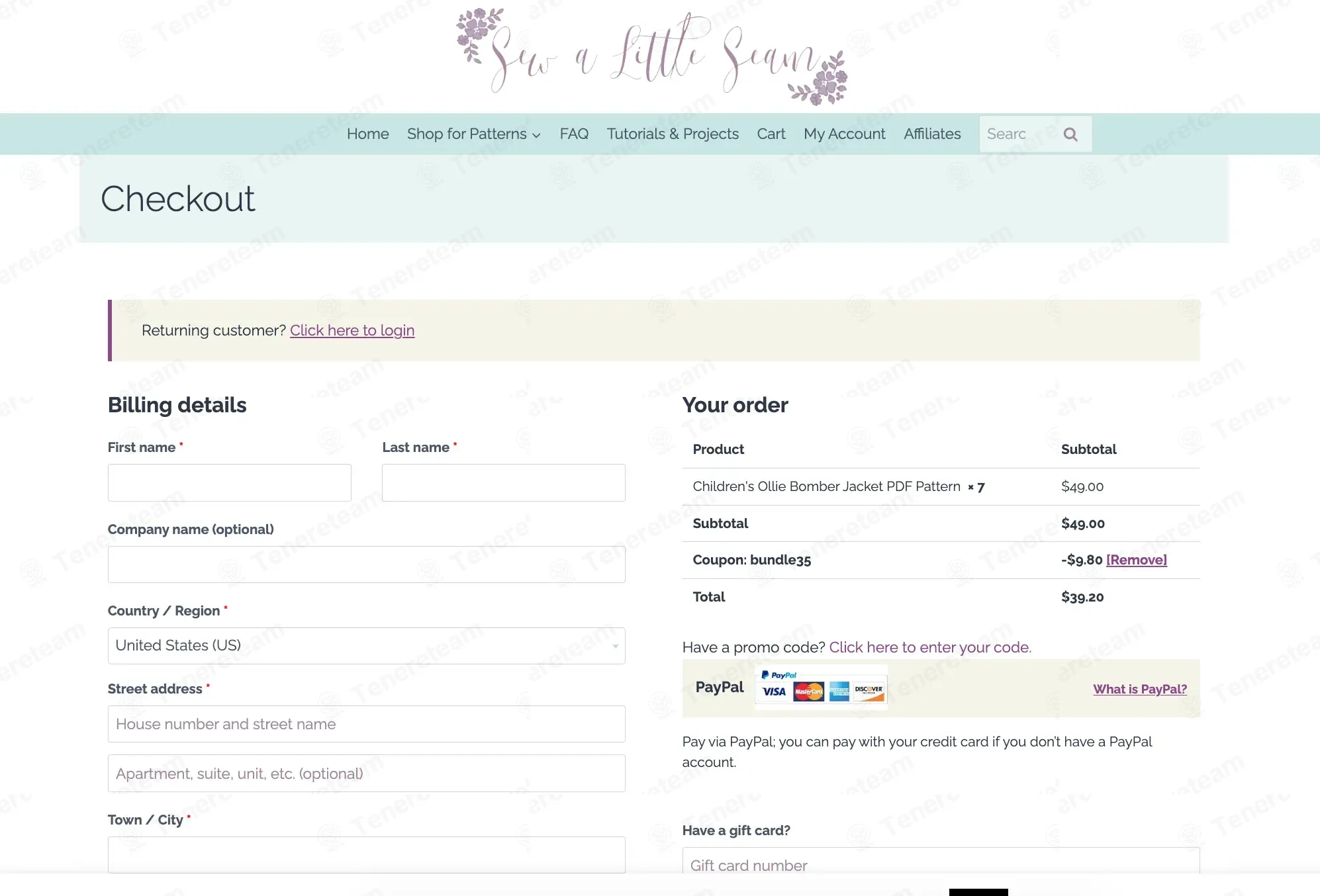 Sew a Little Seam coupon code: 20% off with BUNDLE35. Tested and valid as 3 weeks ago.