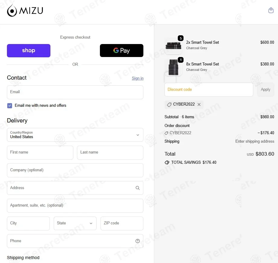 Mizu Towel apply coupon code