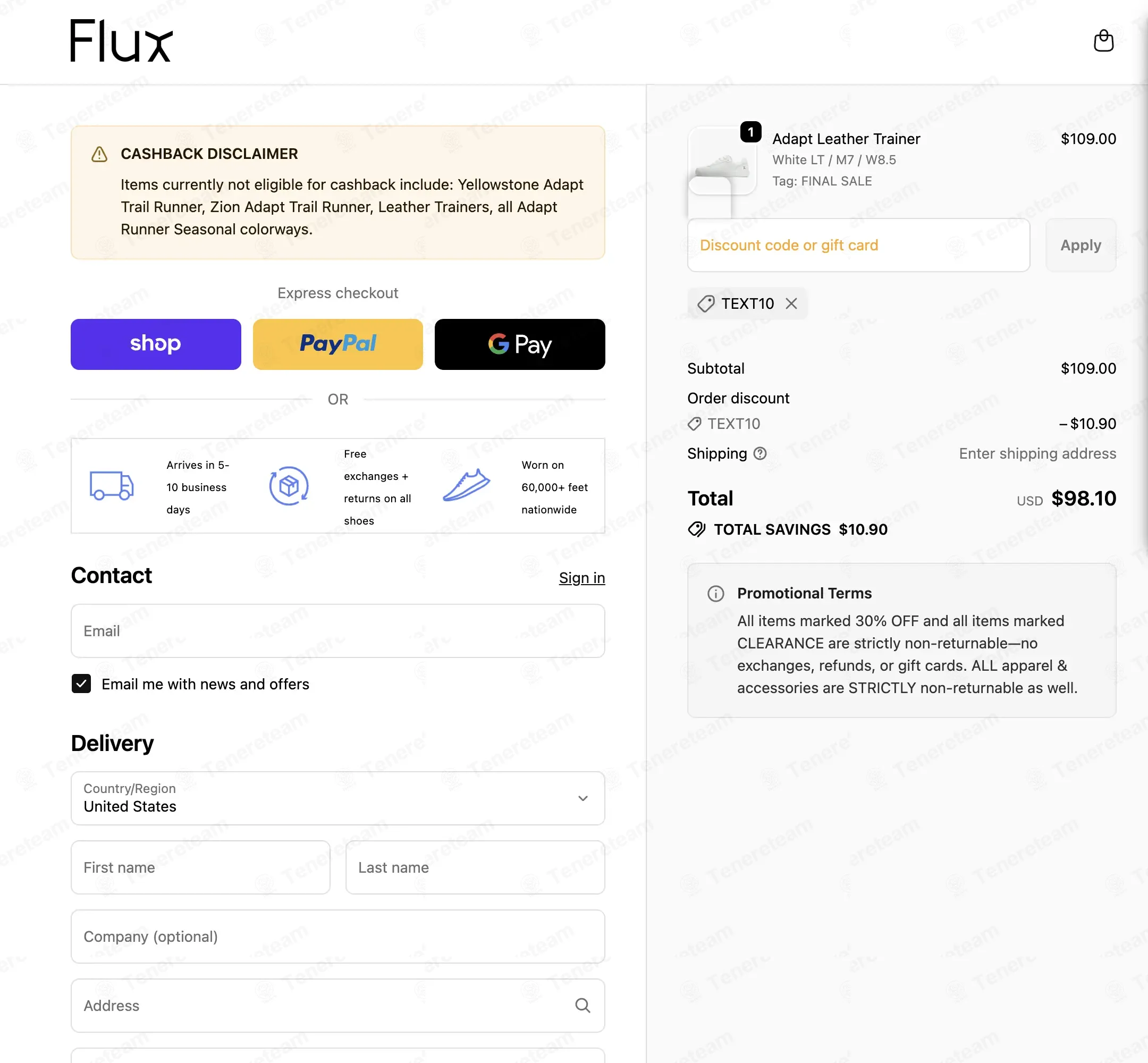 Flux Footwear coupon code: 10% off with TEXT10. Tested and valid as 2 weeks ago.
