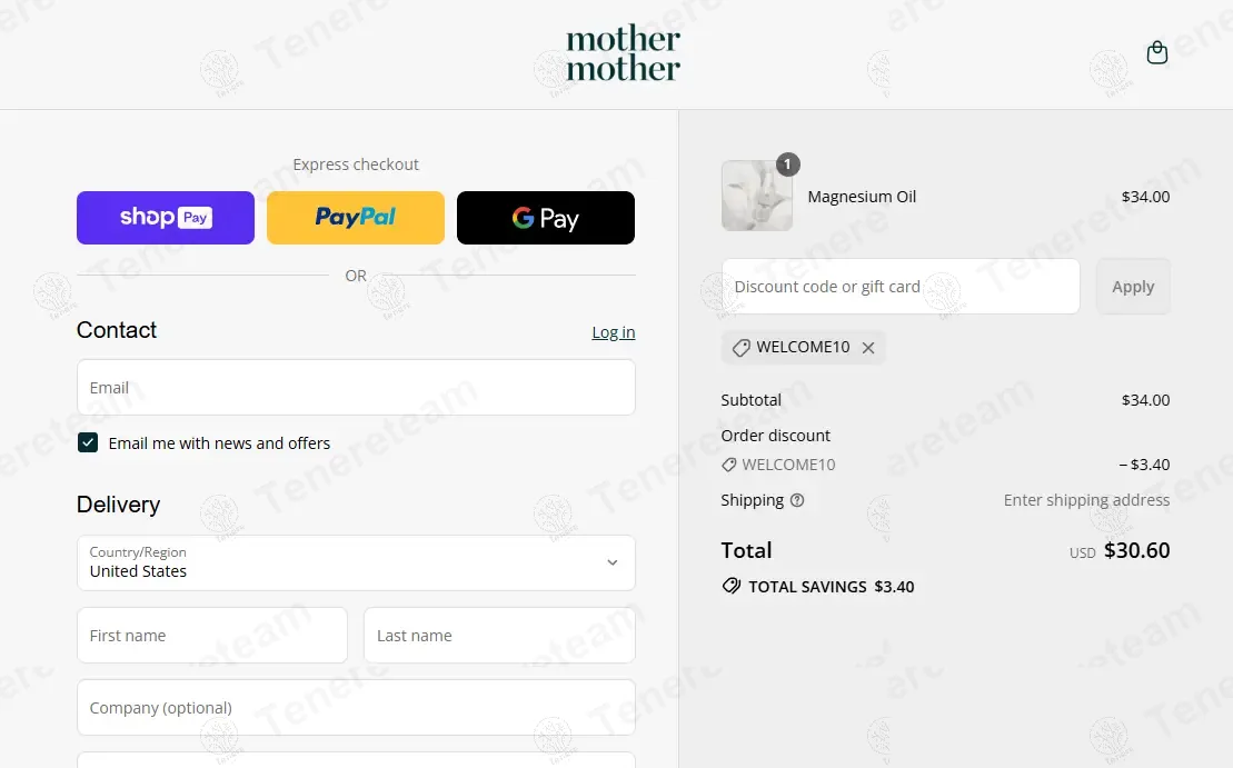 Mother Mother Shop coupon code: 10% off with WELCOME10. Tested and valid as 10 months ago.