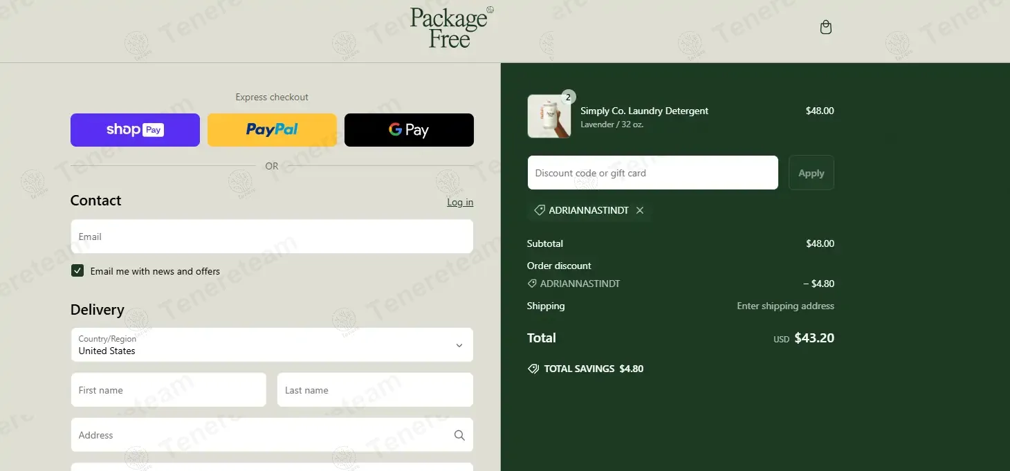Package Free Shop coupon code: 10% off with ADRIANNASTINDT. Tested and valid as 1 year ago.