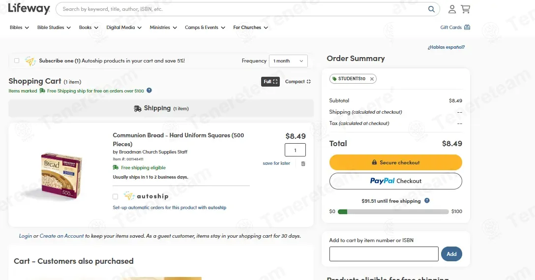 Lifeway coupon code: $10 off with STUDENTS10. Tested and valid as 1 week ago.